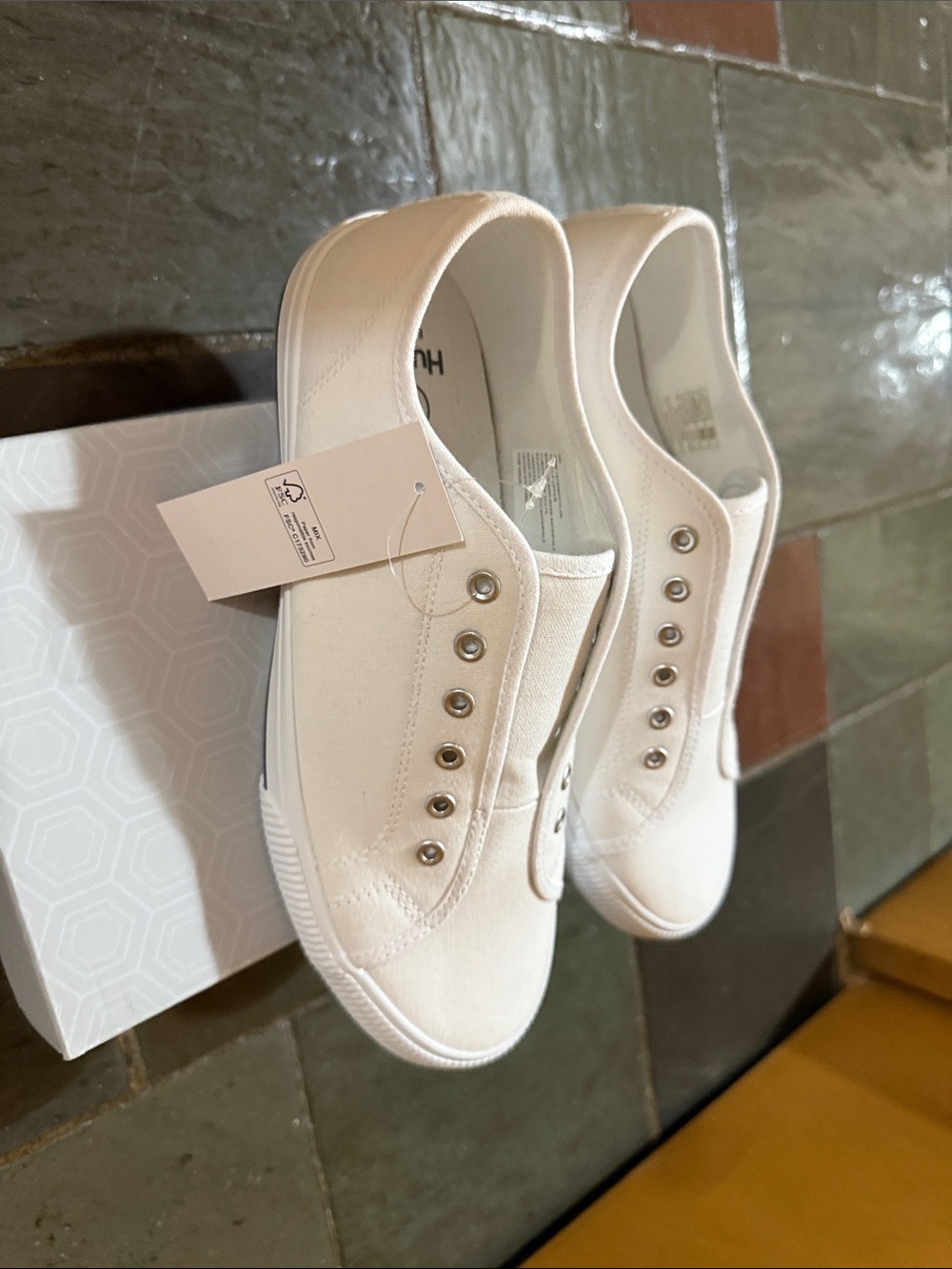 Hurley White Canvas Slip-On Sneakers - Picture 3 of 5